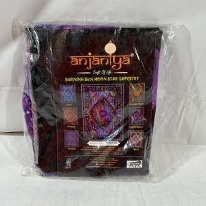 Anjaniya Burning Sun Moon Star Tapestry Purple Multi Wall Decoration